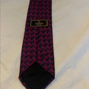 Fendi Men's Tie in Red and Blue Geometric Design